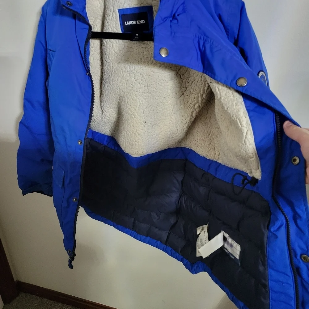 Lands' End Kids Husky Expedition Blue Down Winter Sherpa-Lined Jacket, Size M